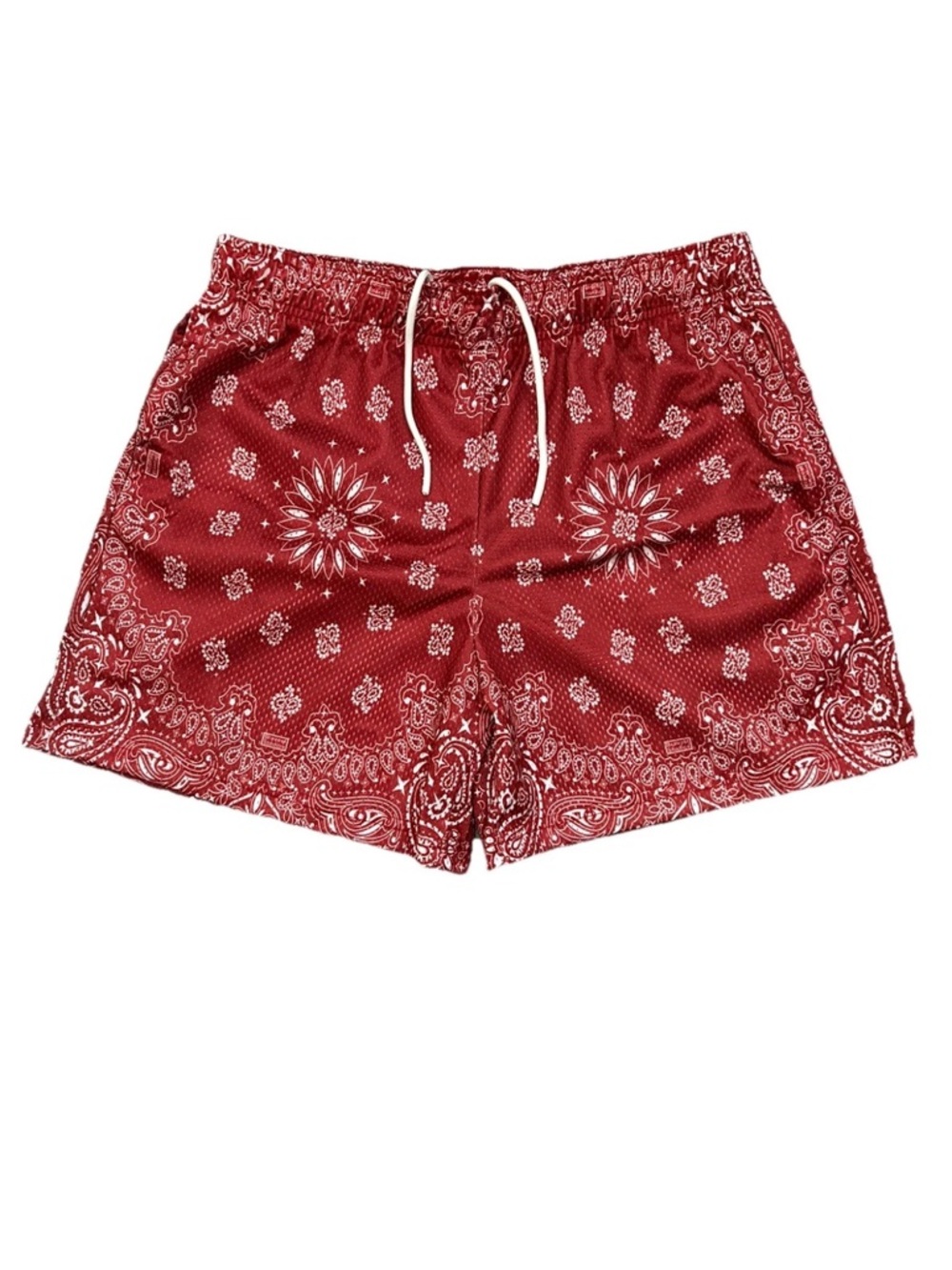Bravest Studios Burgundy Paisley Mesh Shorts NWT Red Bandana Streetwear Men's M